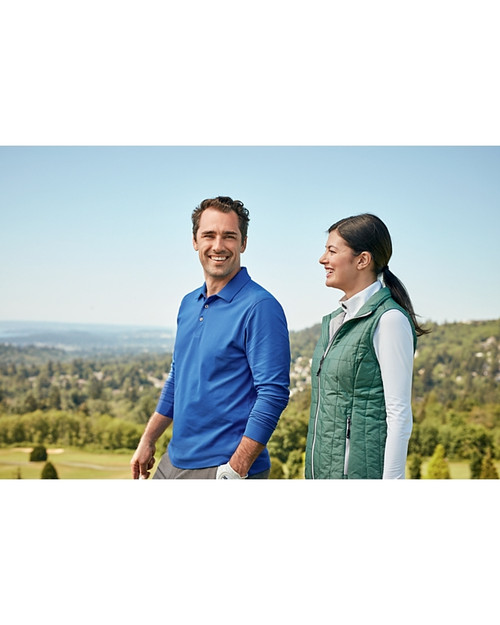 Long Sleeve Polo Men: Advantage Tri-Blend Pique