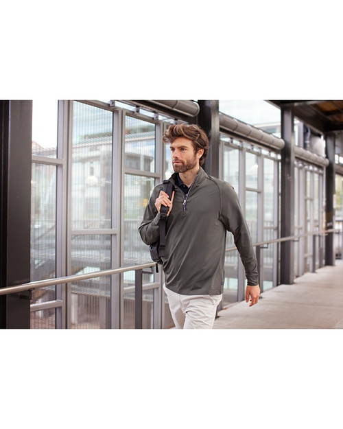 Cutter & Buck Adapt Eco Knit Stretch Recycled Mens Quarter Zip Pullover PLO_LFS_HG 1