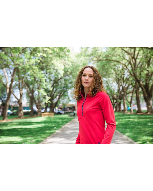 Cutter & Buck Adapt Eco Knit Stretch Recycled Womens Half Zip Pullover RD_LFS_HG 1