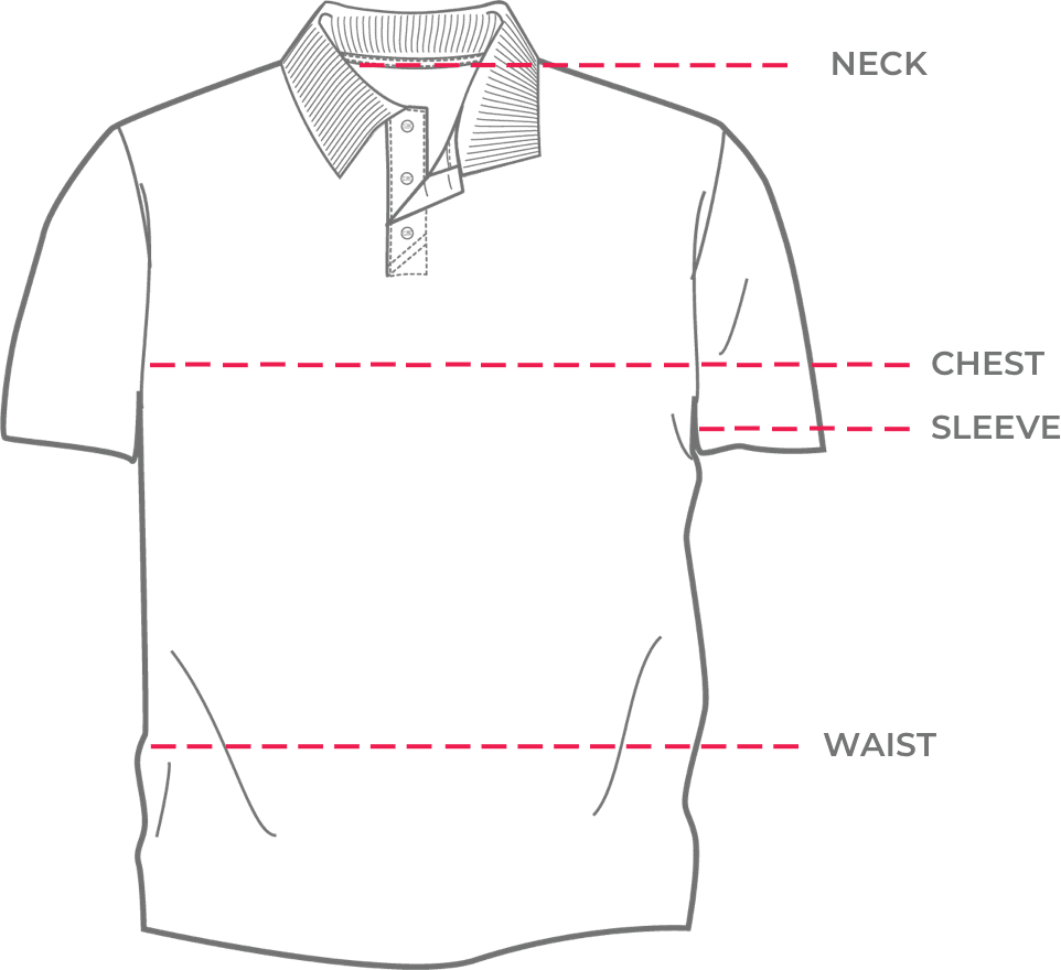 Shirt showing how to get fitted for neck, chest, waist, sleave