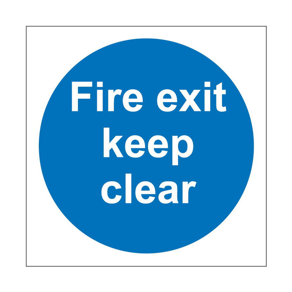 Fire exit keep clear 100mm x 100mm - Self Adhesive Vinyl Sign