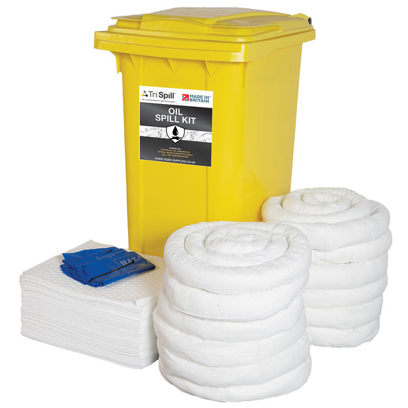 Oil Spill Kit - Supplied in Wheelie Bin - 240 Litre