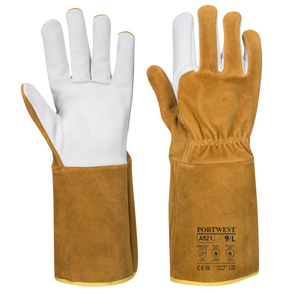 A521 TIG Welders 220 Grain Leather Gauntlet - Brown