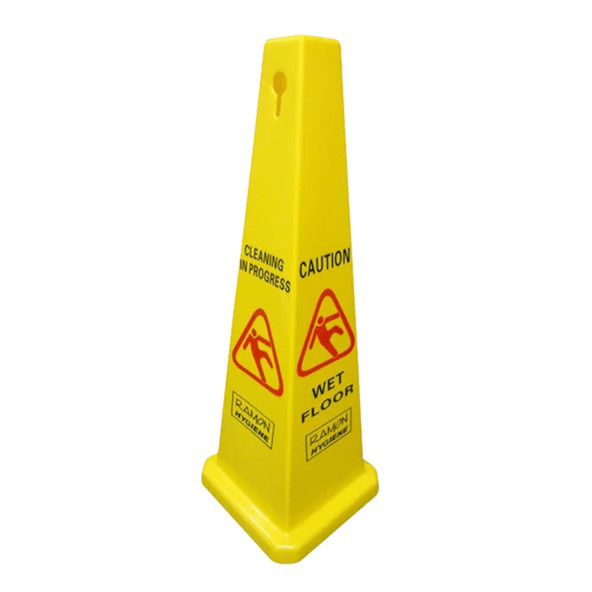 Cleaning in Progress & Wet Floor Warning Cone - Yellow