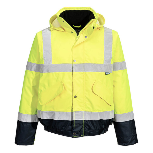 S266 Two-tone Hi Vis Bomber Jacket - Yelllow/Navy - (S)