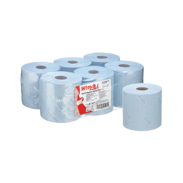 Kimberly Clark L10 7555 Wypall Food & Hygiene Centrefeed - Blue – Pack of 6