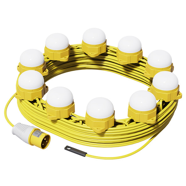 110v LED Festoon Hanging Lights Kit 22m 10 x 6.5w 16amp Linkable Kits