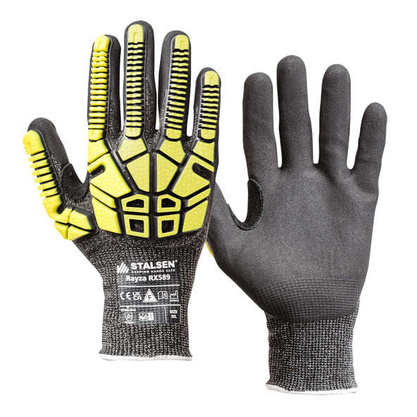 Stalsen Rayza RX589 Lightweight Nitrile Coated Impact Resistant Cut Level F Glove - Pack of 10