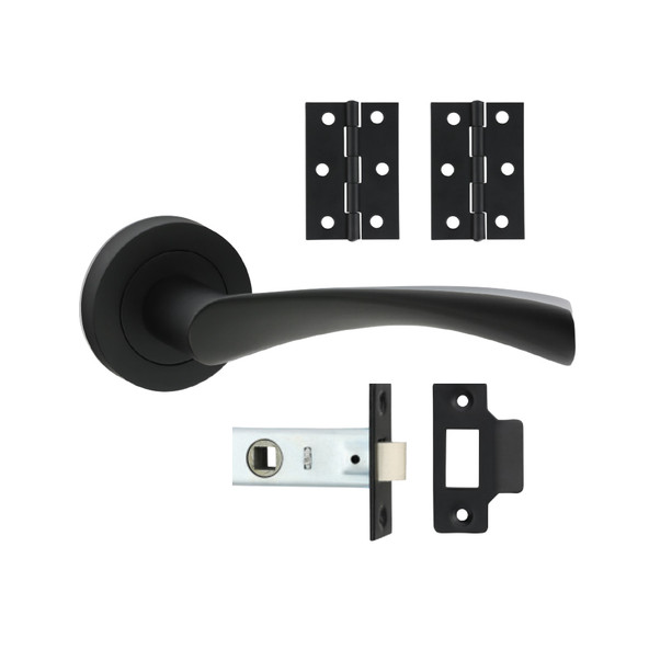 TIMCO Edleston Lever On Rose Door Pack - Matt Black - Mixed