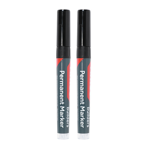 TIMCO Builders Permanent Markers - Fine Tip - Black - Fine Tip - Blister Pack of 2