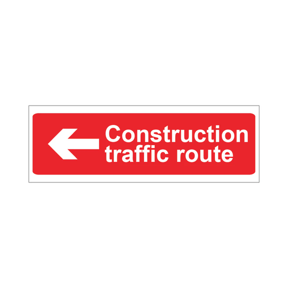 Construction traffic route arrow left 600mm x 200mm - 1mm Rigid Plastic Sign