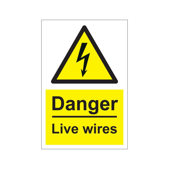 Danger live wires 200mm x 300mm - 1mm Rigid Plastic Sign