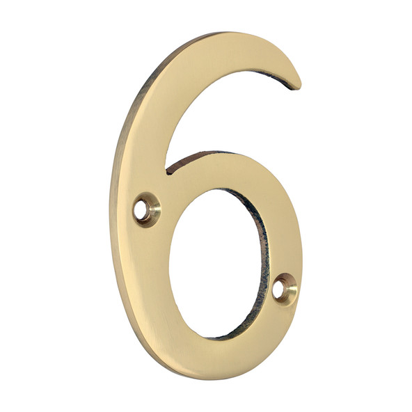 TIMCO Door Numeral 6 - Polished Brass - 75mm