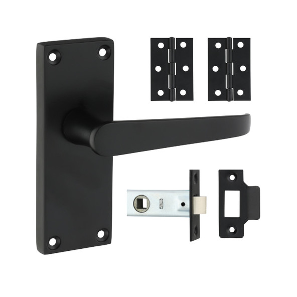 TIMCO Victorian Straight Latch Door Pack - Matt Black - Mixed
