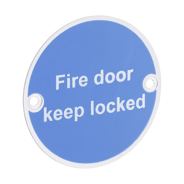 TIMCO Fire Door Keep Locked Sign - Satin Anodised Aluminium - 76mm