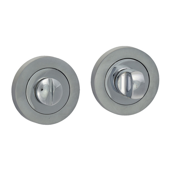 TIMCO Bathroom Thumb Turn And Release - Polished & Satin Chrome - 51mm
