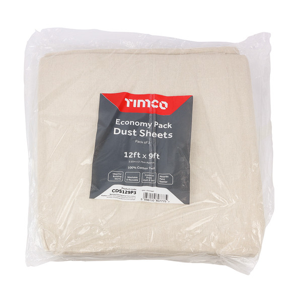 TIMCO Economy Dust Sheets - 12ft x 9ft - Bag of 3
