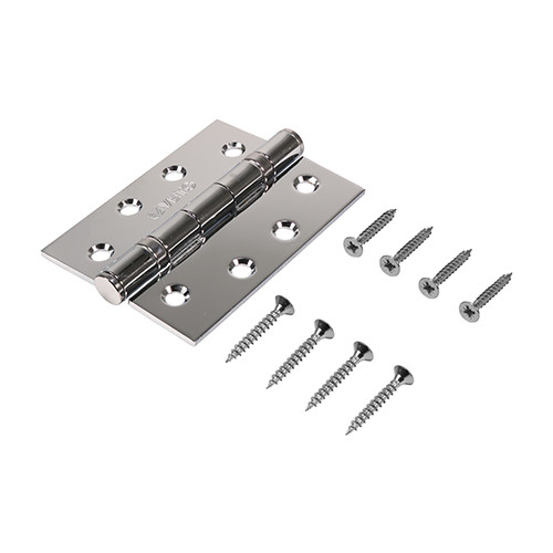 TIMCO Twin Ball Bearing Hinges - Steel - Polished Chrome - 102 x 76mm