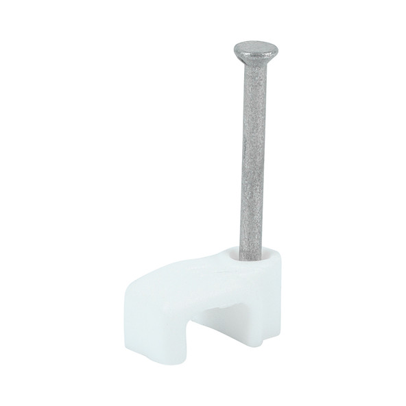 TIMCO Flat Cable Clips - White - To fit 1.0mm - Box of 100