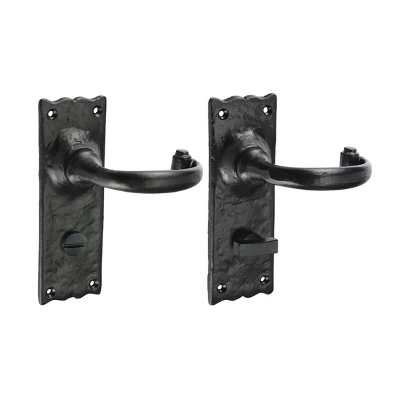 TIMCO Traditional Bathroom Lock Handle - Antique Black - 155 x 54mm
