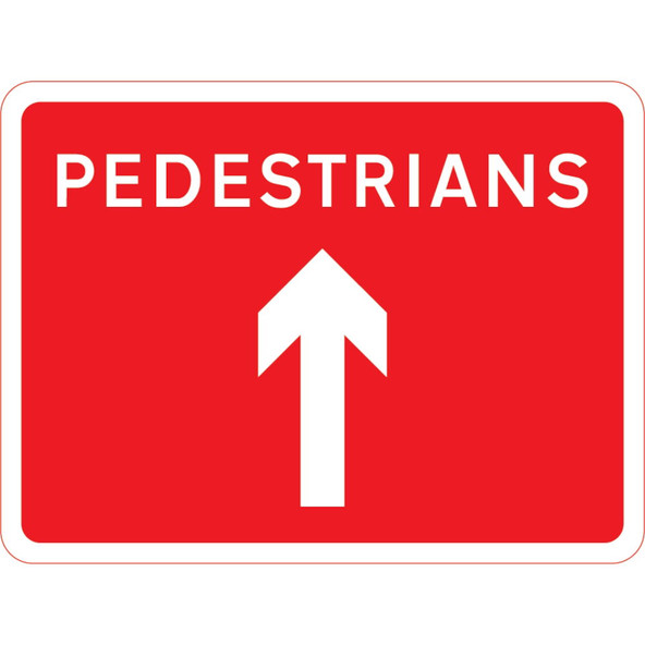 600 x 450mm Pedestrians Ahead - Black Plastic Sign