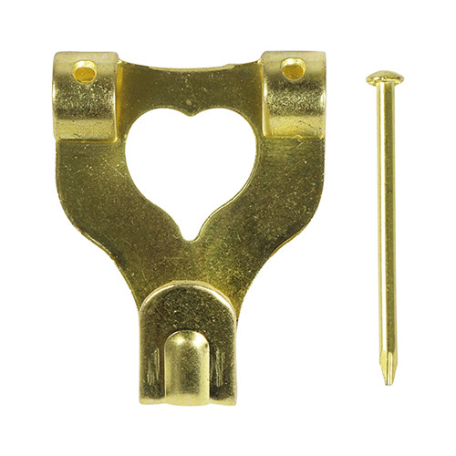 TIMCO Picture Hanging Hooks - Double - Electro Brass - No.3 Double - Pack of 4