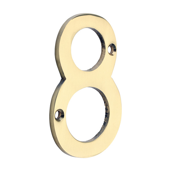 TIMCO Door Numeral 8 - Polished Brass - 75mm