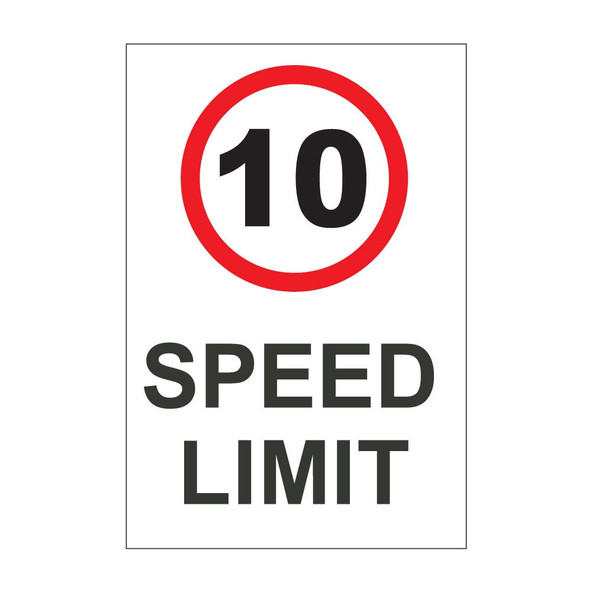 Speed limit 10mph - 600mm x 450mm - 1mm Rigid Plastic Sign