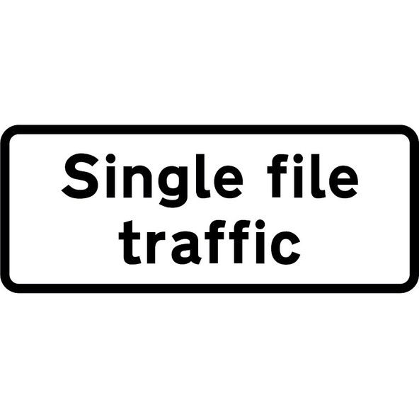 Single File Traffic Supplementary Plate to suit 750mm - Black Plastic Sign