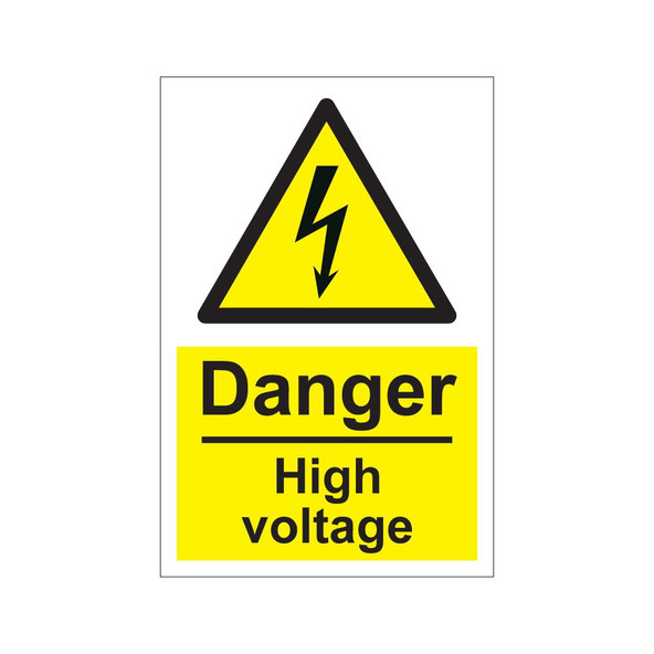 Danger high voltage 200mm x 300mm - 1mm Rigid Plastic Sign