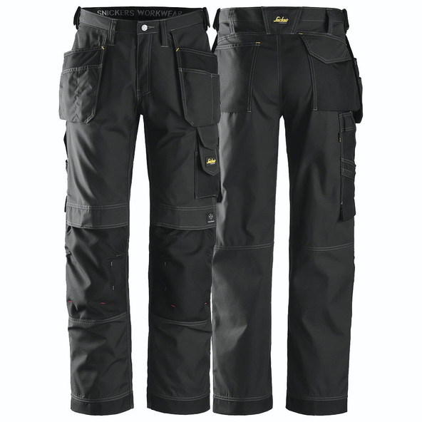 Snickers 3213 Rip Stop Holster Pocket Trousers - Black - (31"L)