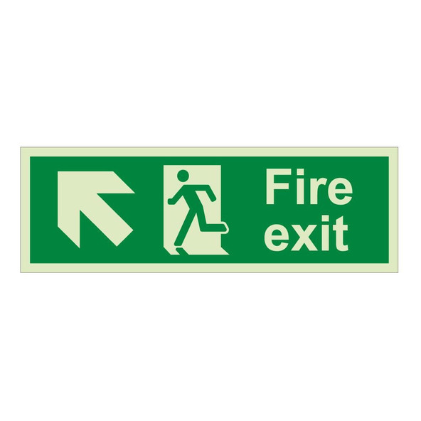 Fire Exit - Arrow Up Left Sign