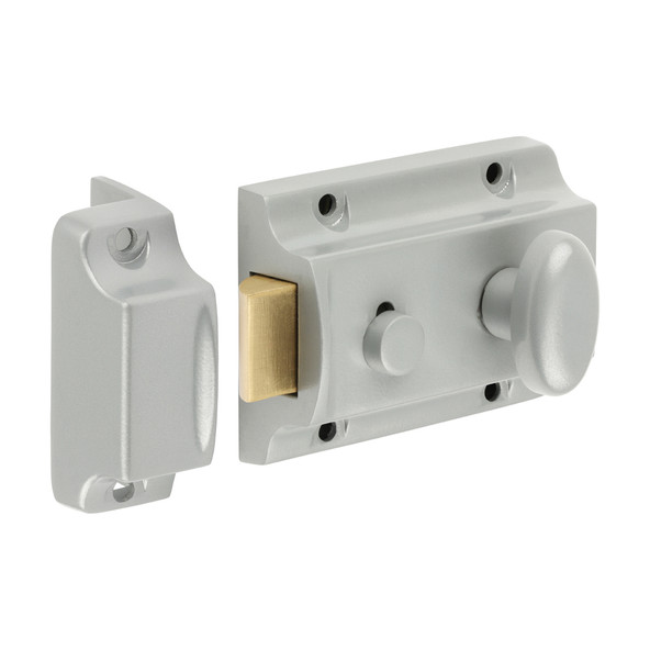 TIMCO Traditional Nightlatch - Silver - 91 case / 60 backset