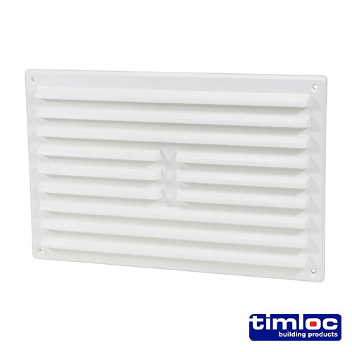 TIMLOC Internal Plastic Louvre Grille Vent with Flyscreen - White - 1211WF - 260 x 170mm