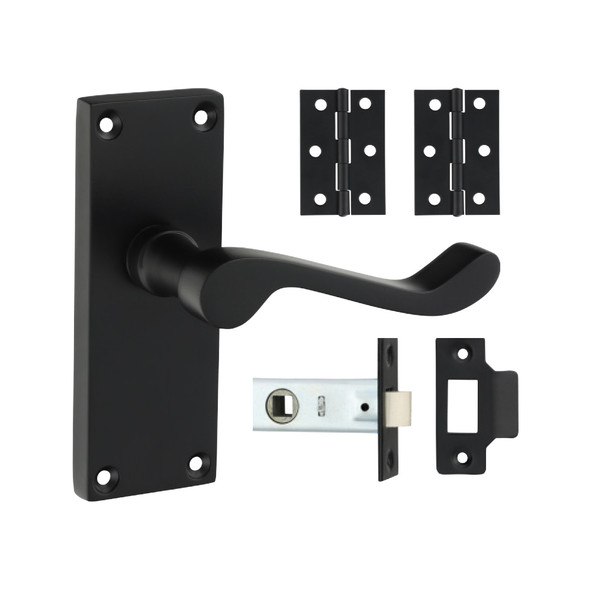 TIMCO Victorian Scroll Latch Door Pack - Matt Black - Mixed