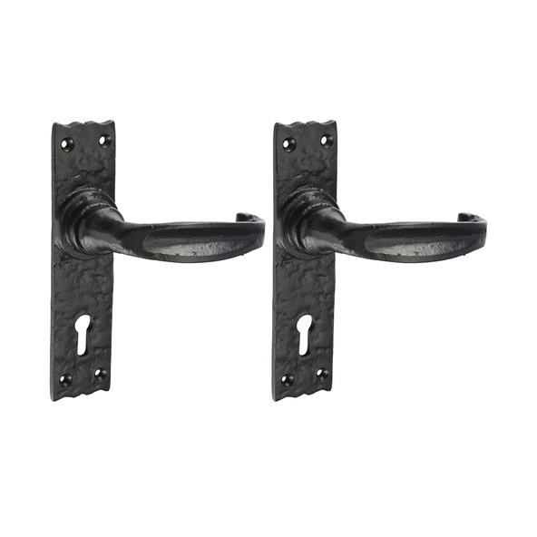 TIMCO Narrow Style Lever Lock Handles - Antique Black - 155 x 37mm