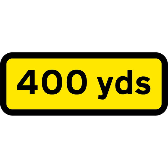 400 YDS Supplementary Plate to suit 750mm (Black on Yellow) - 300mm Centres Black Plastic Sign