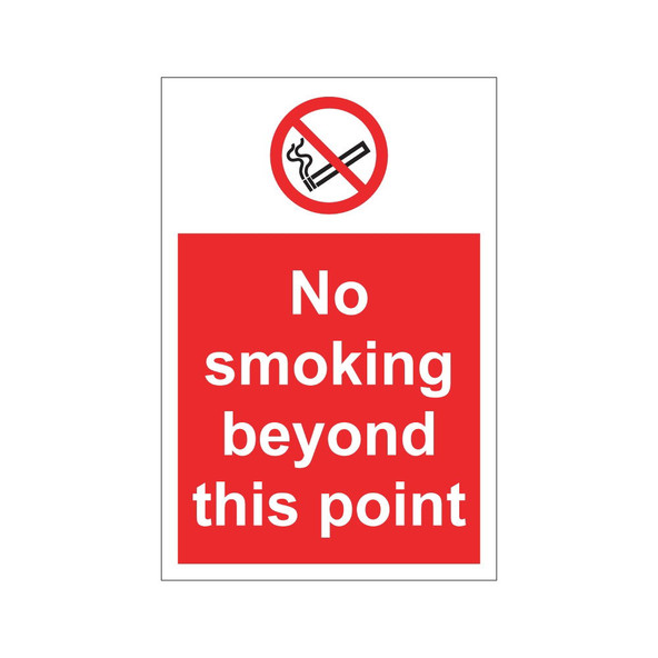 No smoking beyond this point 200 x 300mm - 1mm Rigid Plastic Sign