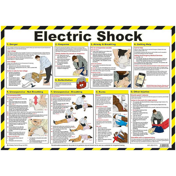 Electric Shock - First Aid Procedures 297mm x 420mm Laminated Poster