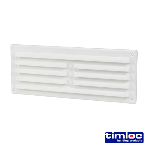TIMLOC Internal Plastic Louvre Grille Vent with Flyscreen - White - 1207WF - 260 x 104mm
