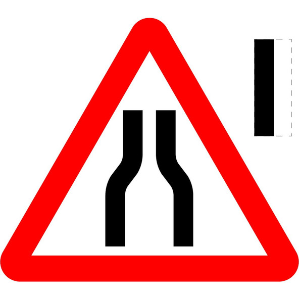 750mm Road Narrows (Reversible) - Black Plastic Sign 750mm Road Narrows (Reversible) - Black Plastic Sign