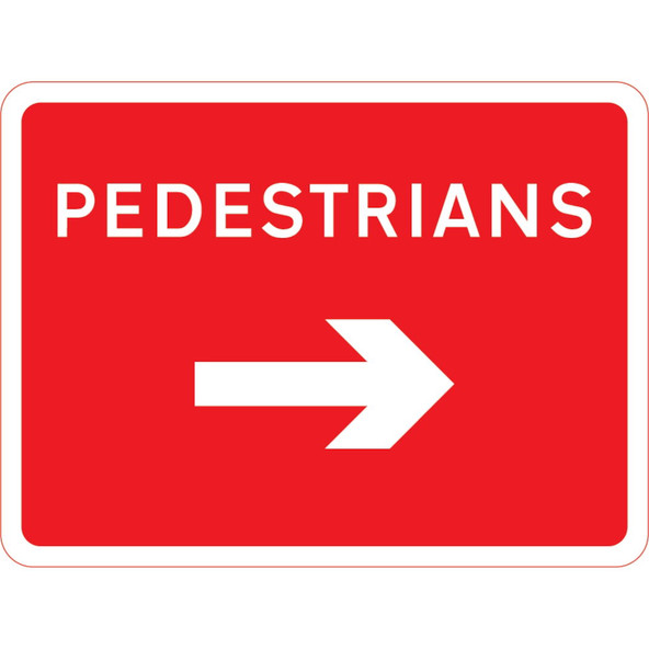 600 x 450mm Pedestrians Right - Black Plastic Sign