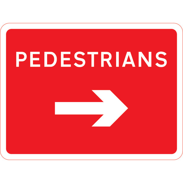 600 x 450mm Pedestrians Right - Black Plastic Sign