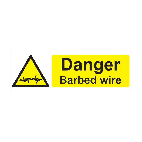 Danger barbed wire 600mm x 200mm - 1mm Rigid Plastic Sign