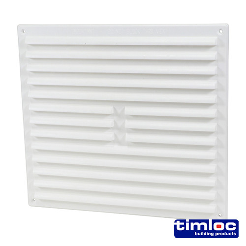 TIMLOC Internal Plastic Louvre Grille Vent with Flyscreen - White - 1212WF - 260 x 235mm