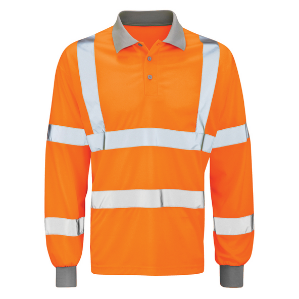 Andromeda Long Sleeve Hi Vis Polo Shirt - Orange - (XL)