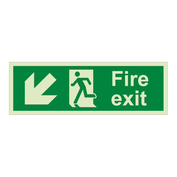 Fire Exit - Arrow Down Left Sign