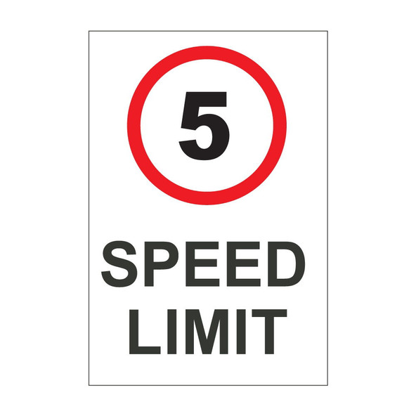 Speed limit 5mph - 450mm x 450mm - 1mm Rigid Plastic Sign