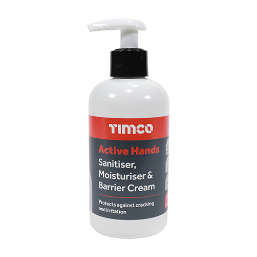 TIMCO Active Hands Sanitiser, Moisturiser & Barrier Cream - 250ml - Pump Bottle