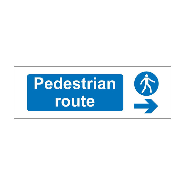 Pedestrian route arrow right 600mm x 200mm - 1mm Rigid Plastic Sign Pedestrian route arrow right 600mm x 200mm - 1mm Rigid Plastic Sign